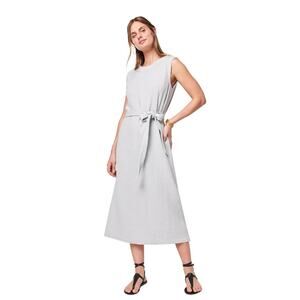 Faherty Womens Dream Cotton Gauze Costa Tie Waist Midi Dress Large Gray Dawn